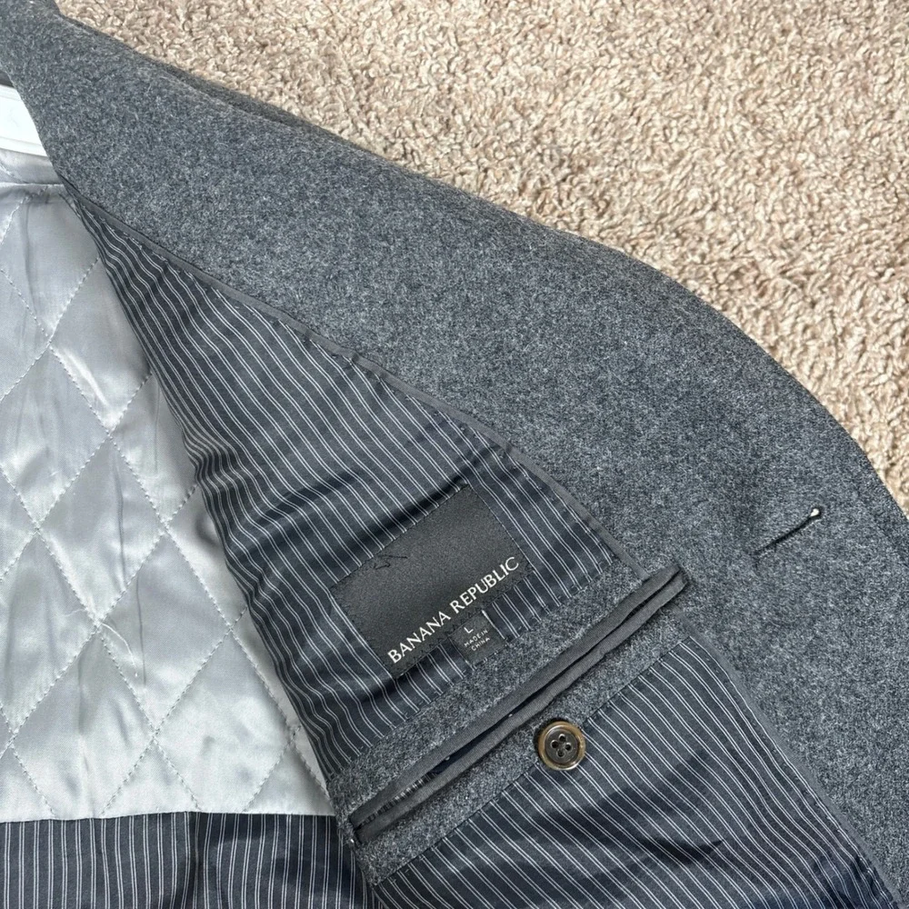 Banana Republic Mens Nova Fides Italian Wool Overcoat Charcoal Grey‎ Large L